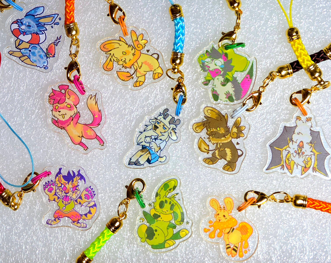 once inch phone charms; sold gatcha style; fit inside hamster ball; ALL CHARACTERS ORIGINAL!