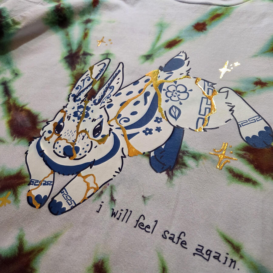 Detailed Closeup of the "KINTSUGI" shirts