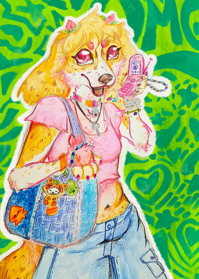 "Y2-Kay" Print; Master copy with oil and acrylic variation available for sale; Watercolor, and colored pencil, on watercolor paper, with Manual Digital Editing in Krita because I felt like I butchered the Master; printed in-house on a modified canon PRO-20